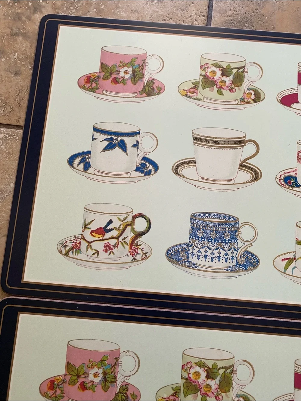 Pimpernel Made in England 4 Cork Floral Teacup Placemats 16x12 English Country